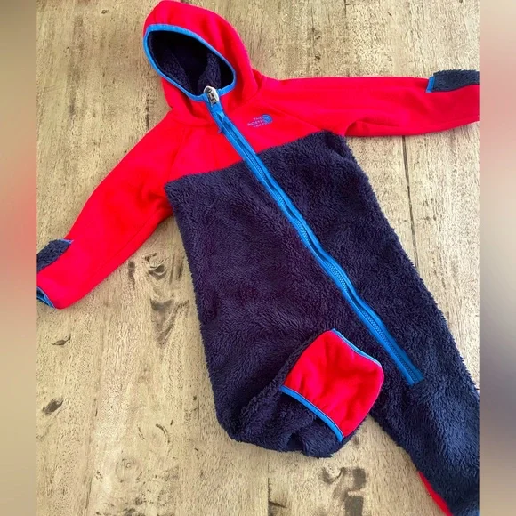 The North Face Red and Navy Kids One Piece Bodysuit - Picture 1 of 3